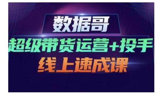 数据哥·超级带货运营 投手线上速成课，快速提升运营和熟悉学会投手技巧-领航创业网