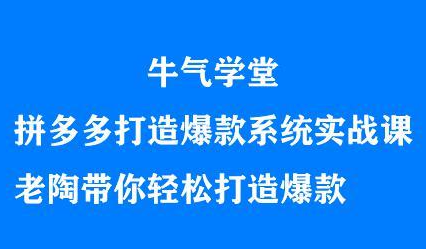 牛气学堂拼多多打造爆款系统实战课，老陶带你轻松打造爆款-领航创业网