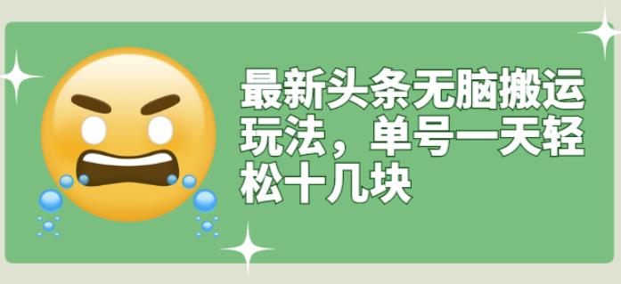 最新头条无脑搬运玩法，单号一天轻松十几块【视频教程 搬运软件】-领航创业网