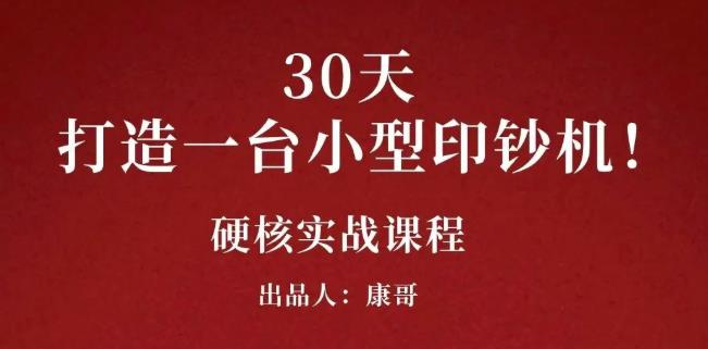 康哥30天打造一台小型印钞机：躺赚30万的项目完整复盘（视频教程）-领航创业网