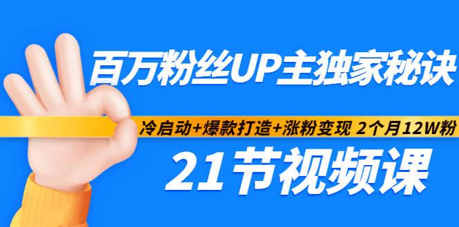 百万粉丝UP主独家秘诀：冷启动 爆款打造 涨粉变现2个月12W粉（21节视频课)-领航创业网