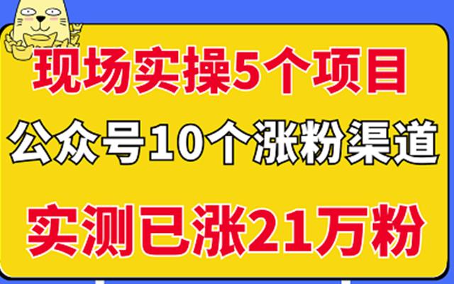 现场实操5个公众号项目，10个涨粉渠道，实测已涨21万粉！-领航创业网