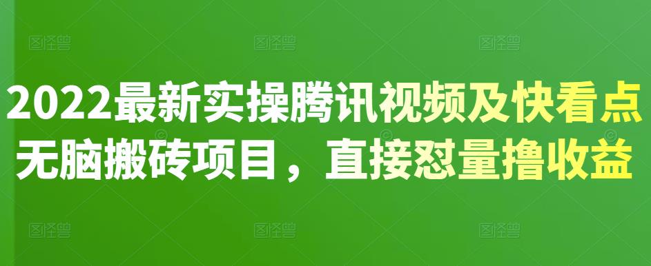 2022最新实操腾讯视频及快看点无脑搬砖项目，直接怼量撸收益-领航创业网