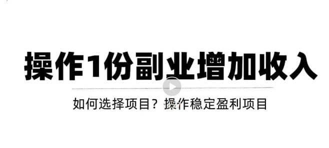 新手如何通过操作副业增加收入，从项目选择到玩法分享！【视频教程】-领航创业网