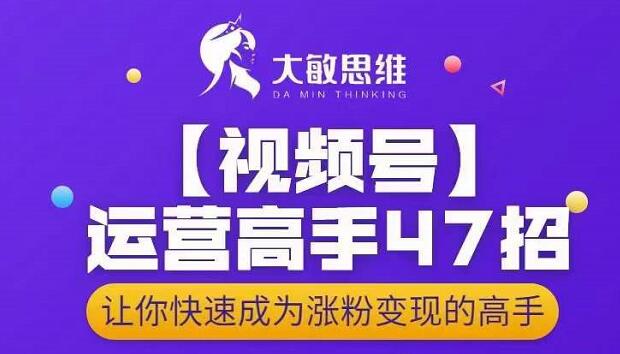 大敏思维-视频号运营高手47招，让你快速成为涨粉变现高手-领航创业网