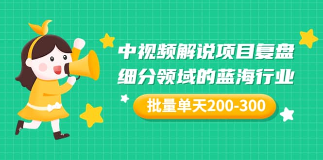 某付费文章：中视频解说项目复盘：细分领域的蓝海行业 批量单天200-300收益-领航创业网