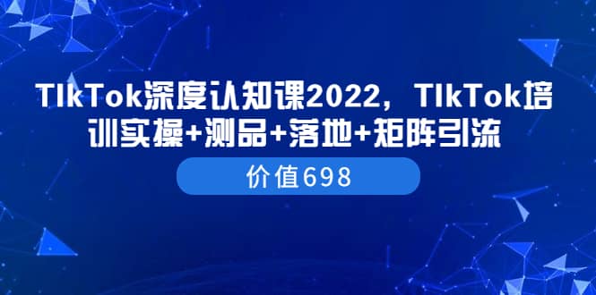 TIkTok深度认知课2022，TIkTok培训实操 测品 落地 矩阵引流（价值698）-领航创业网