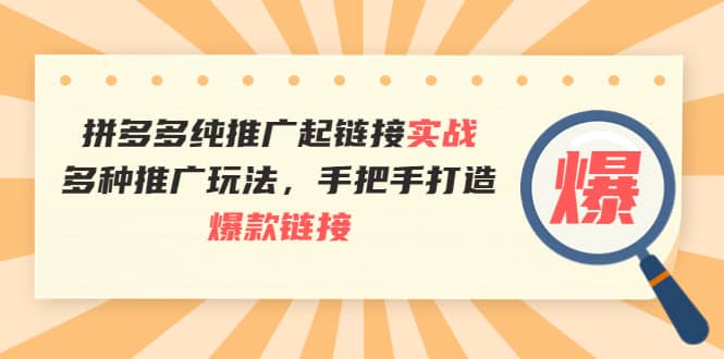 拼多多纯推广起链接实战：多种推广玩法，手把手打造爆款链接-领航创业网