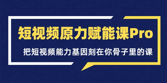 短视频原力赋能课Pro，把短视频能力基因刻在你骨子里的课（价值4999元）-领航创业网