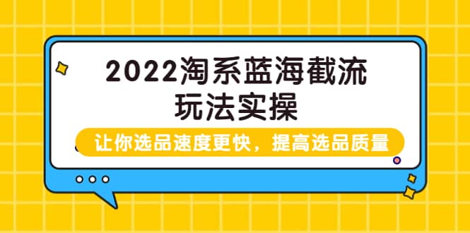 2022淘系蓝海截流玩法实操：让你选品速度更快，提高选品质量（价值599）-领航创业网