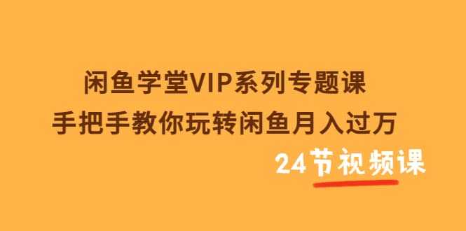 闲鱼学堂VIP系列专题课：手把手教你玩转闲鱼月入过万（共24节视频课）-领航创业网