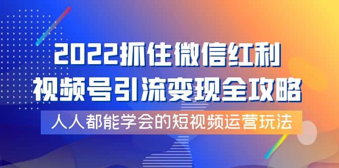 2022抓住微信红利，视频号引流变现全攻略，人人都能学会的短视频运营玩法-领航创业网