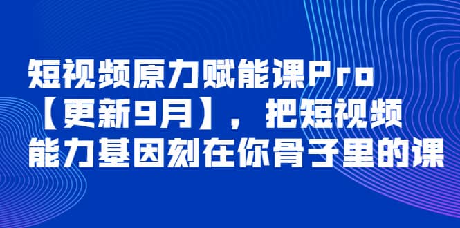 短视频原力赋能课Pro【更新9月】，把短视频能力基因刻在你骨子里的课-领航创业网