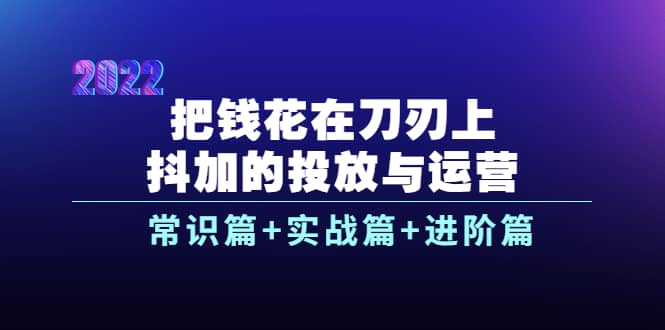 把钱花在刀刃上，抖加的投放与运营：常识篇 实战篇 进阶篇（28节课）-领航创业网