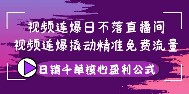 视频连爆日不落直播间，视频连爆撬动精准免费流量，日销千单核心盈利公式-领航创业网