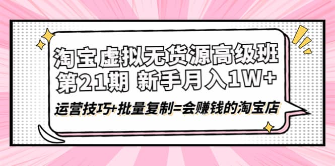 淘宝虚拟无货源高级班【第21期】运营技巧 批量复制=会赚钱的淘宝店-领航创业网