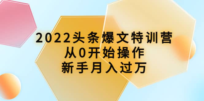 2022头条爆文特训营：从0开始操作，新手月入过万（16节课时）-领航创业网