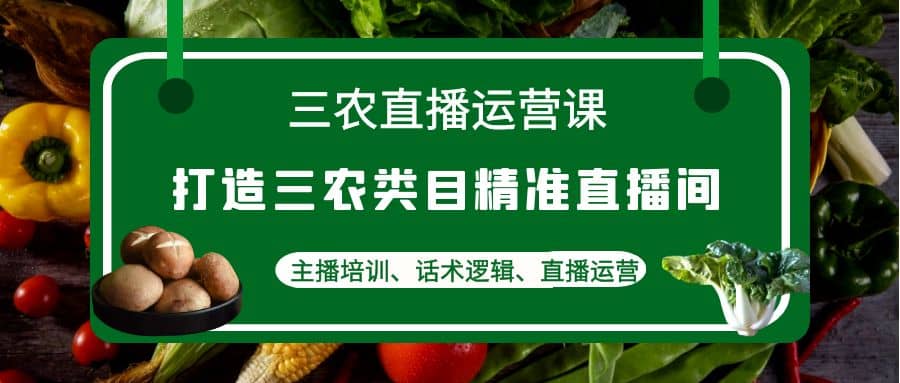 三农直播运营课：打造三农类目精准直播间，主播培训、话术逻辑、直播运营-领航创业网