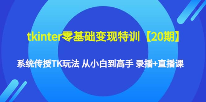 tkinter零基础变现特训【20期】系统传授TK玩法 从小白到高手 录播 直播课-领航创业网