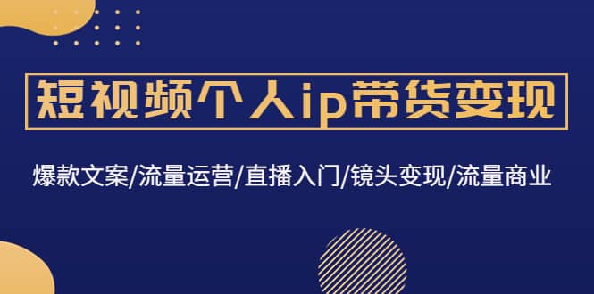 短视频个人ip带货变现：爆款文案/流量运营/直播入门/镜头变现/流量商业-领航创业网