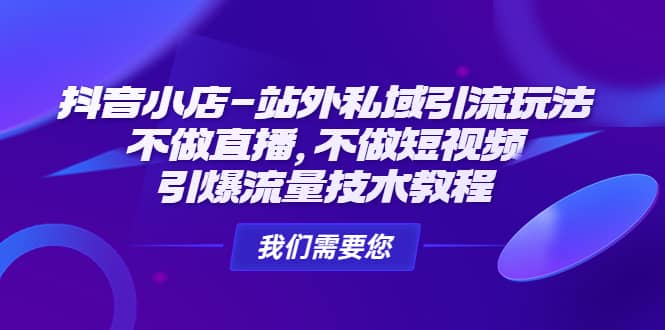 抖音小店-站外私域引流玩法：不做直播，不做短视频，引爆流量技术教程-领航创业网