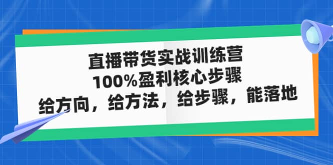 直播带货实战训练营：100%盈利核心步骤，给方向，给方法，给步骤，能落地-领航创业网