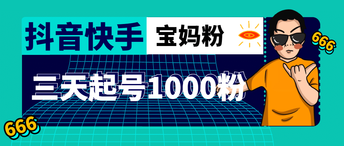 抖音快手三天起号涨粉1000宝妈粉丝的核心方法【详细玩法教程】-领航创业网