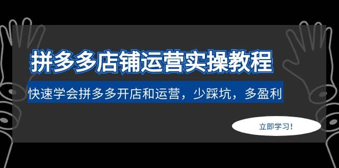 拼多多店铺运营实操教程：快速学会拼多多开店和运营，少踩坑，多盈利-领航创业网