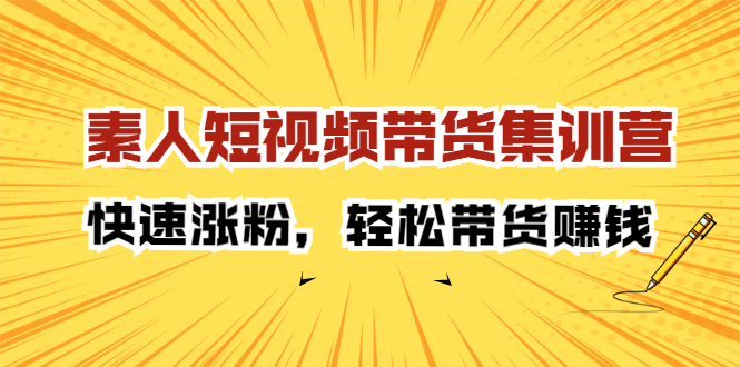 素人短视频带货集训营：快速涨粉，轻松带货赚钱-领航创业网