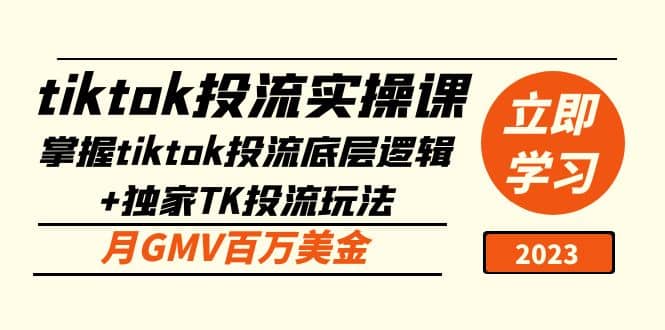 tiktok投流实操课：掌握tiktok投流底层逻辑 独家TK投流玩法-领航创业网