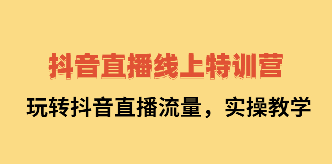 抖音直播线上特训营：玩转抖音直播流量，实操教学-领航创业网