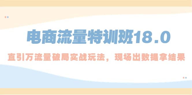 电商流量特训班18.0，直引万流量破局实操玩法，现场出数据拿结果-领航创业网