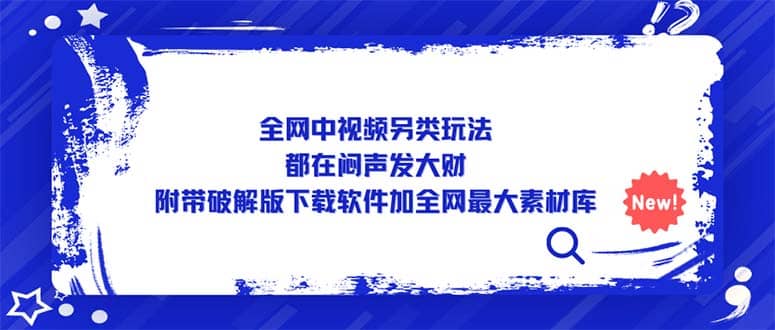 全网中视频另类玩法，都在闷声发大财，附带下载软件加全网最大素材库-领航创业网