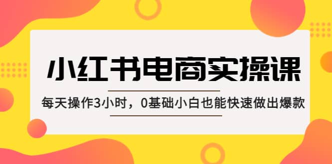 小红书·电商实操课：每天操作3小时，0基础小白也能快速做出爆款-领航创业网