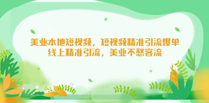 美业本地短视频，短视频精准引流爆单，线上精准引流，美业不愁客流-领航创业网