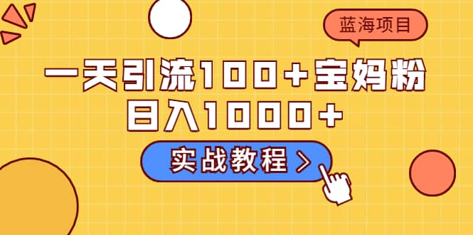 一天引流100 宝妈粉，日入1000 的蓝海项目（实战教程）-领航创业网