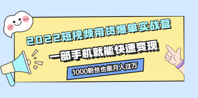 2022短视频带货爆单实战营，一部手机就能快速变现-领航创业网