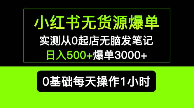 小红书无货源爆单 实测从0起店无脑发笔记爆单3000 长期项目可多店-领航创业网