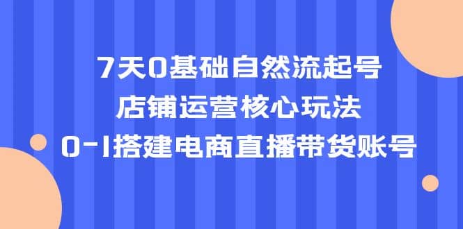 7天0基础自然流起号，店铺运营核心玩法，0-1搭建电商直播带货账号-领航创业网