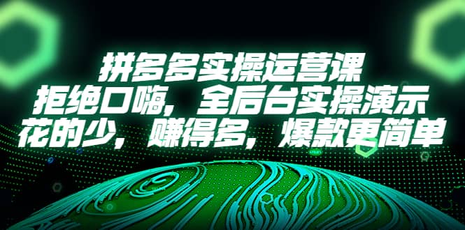 拼多多实操运营课：拒绝口嗨，全后台实操演示，花的少，赚得多，爆款更简单-领航创业网