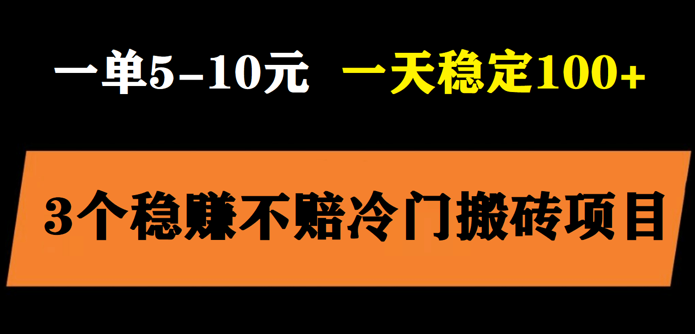 3个最新稳定的冷门搬砖项目，小白无脑照抄当日变现日入过百-领航创业网