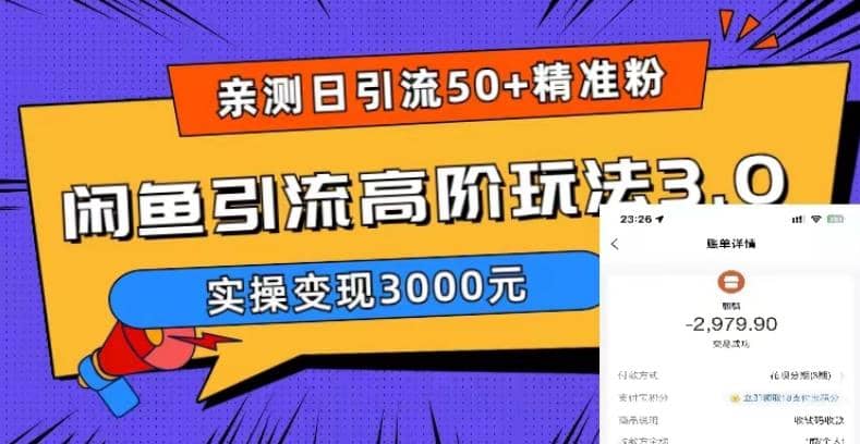 实测日引50 精准粉，闲鱼引流高阶玩法3.0，实操变现3000元-领航创业网