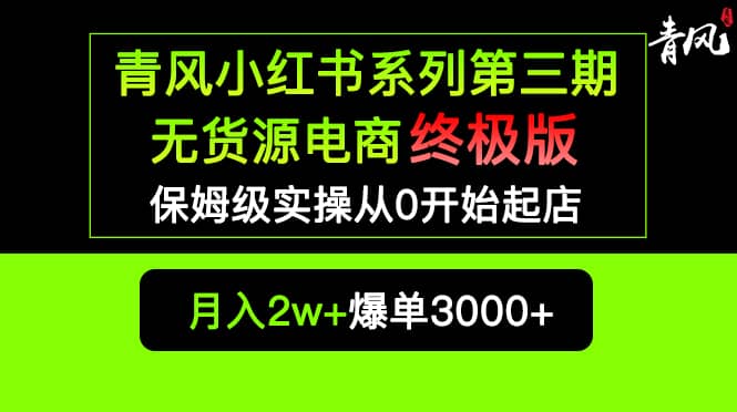 小红书无货源电商爆单终极版【视频教程 实战手册】保姆级实操从0起店爆单-领航创业网