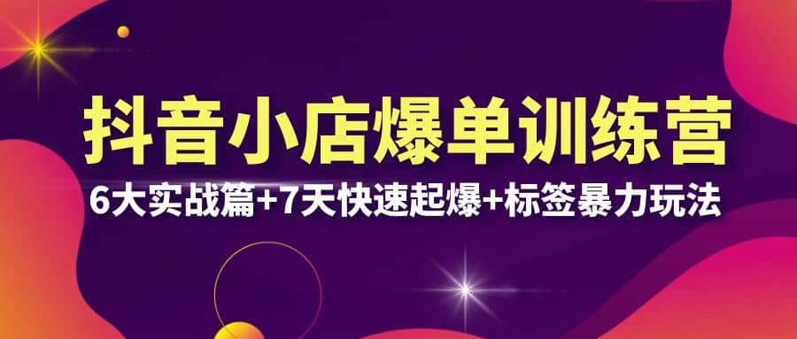 抖音小店爆单训练营VIP线下课：6大实战篇 7天快速起爆 标签暴力玩法(32节)-领航创业网