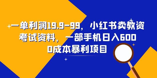 一单利润19.9-99，小红书卖教资考试资料，一部手机日入600（教程 资料）-领航创业网