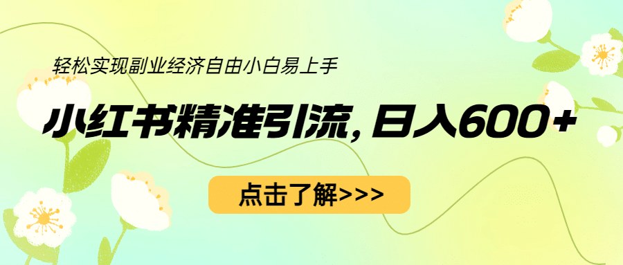 小红书精准引流，小白日入600 ，轻松实现副业经济自由（教程 1153G资源）-领航创业网