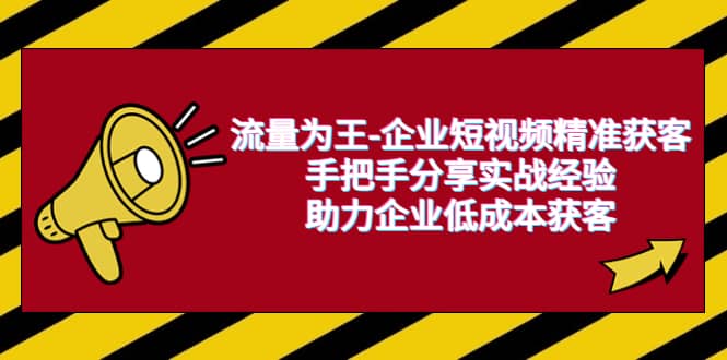 流量为王-企业 短视频精准获客，手把手分享实战经验，助力企业低成本获客-领航创业网