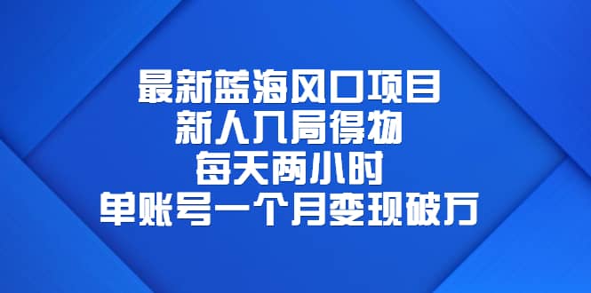 最新蓝海风口项目，新人入局得物，每天两小时，单账号一个月变现破万-领航创业网