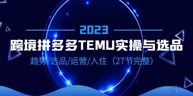 2023跨境·拼多多·TEMU实操与选品，趋势·选品·运营·入住（27节完整）-领航创业网