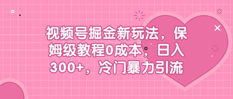 视频号掘金新玩法，保姆级教程0成本，日入300 ，冷门暴力引流-领航创业网